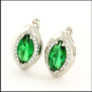 Beautiful Marquis Emerald and White Sapphire Earrings